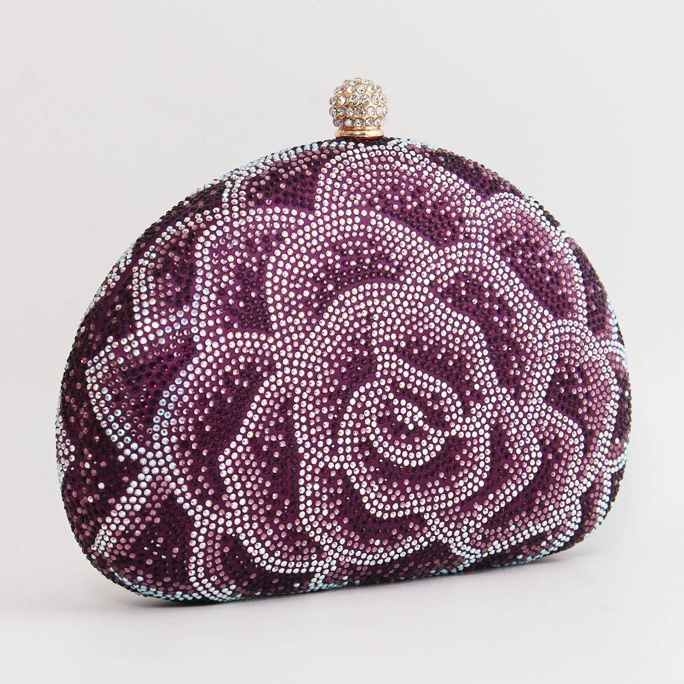 Elegant Rose Design Rhinestone Evening Bag,Gorgeous Solid Color Sparkling Ladies Clutch Bag,Fashion Chain Shoulder Bag