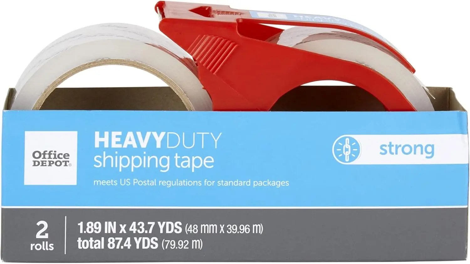 

Heavy-Duty Shipping Tape with Dispenser, 1.89in. x 43.7 Yd., Clear, Pack of 2, HO-952A
