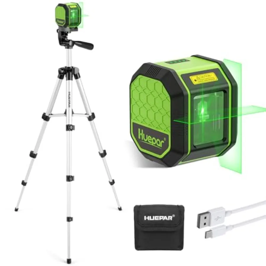 

Laser Level with 42 Inch Tripod Huepar 100Ft Self Leveling Laser Level Rechargeable Green Cross Line Lazer Leveler Tool for Pic