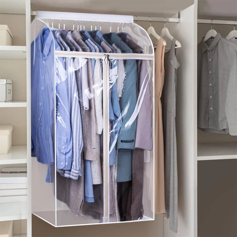 

Hanging Garment Bags for Closet Storage Large Clear Window Hanging Clothes Storage Garment Rack Cover Coat Protector for Suit