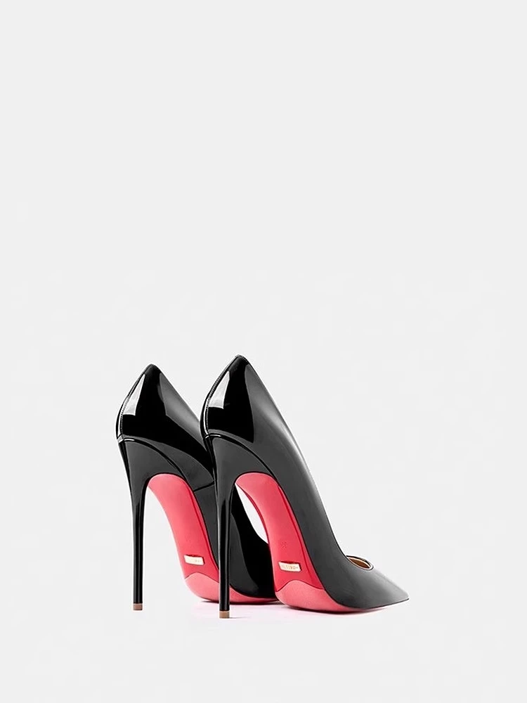 كعب عالٍ ربيع جديد مدبب الضحلة براءات الاختراع والجلود الأحمر وحيد حذاء واحد مأدبة كبيرة الحجم صغيرة الحجم أحذية جلدية نسائية #2