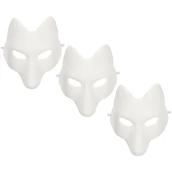 3 pçs papel branco halloween máscara de raposa em branco sem pintura cosplay masquerade festa traje acessórios miss máscaras diy 02x25x28cm pu