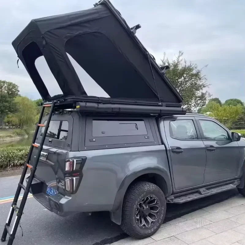 4WD Outdoor Hard Shell Overland Roof Tent Offroad Camping Car Roof Top Tent Triangle Aluminum Oxford Four-Season Quick