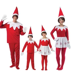 Adult Children Family Christmas Costume Kids Red Elf Cosplay Suit Parent-Child Lovely New Year Party Cosplay Outfits