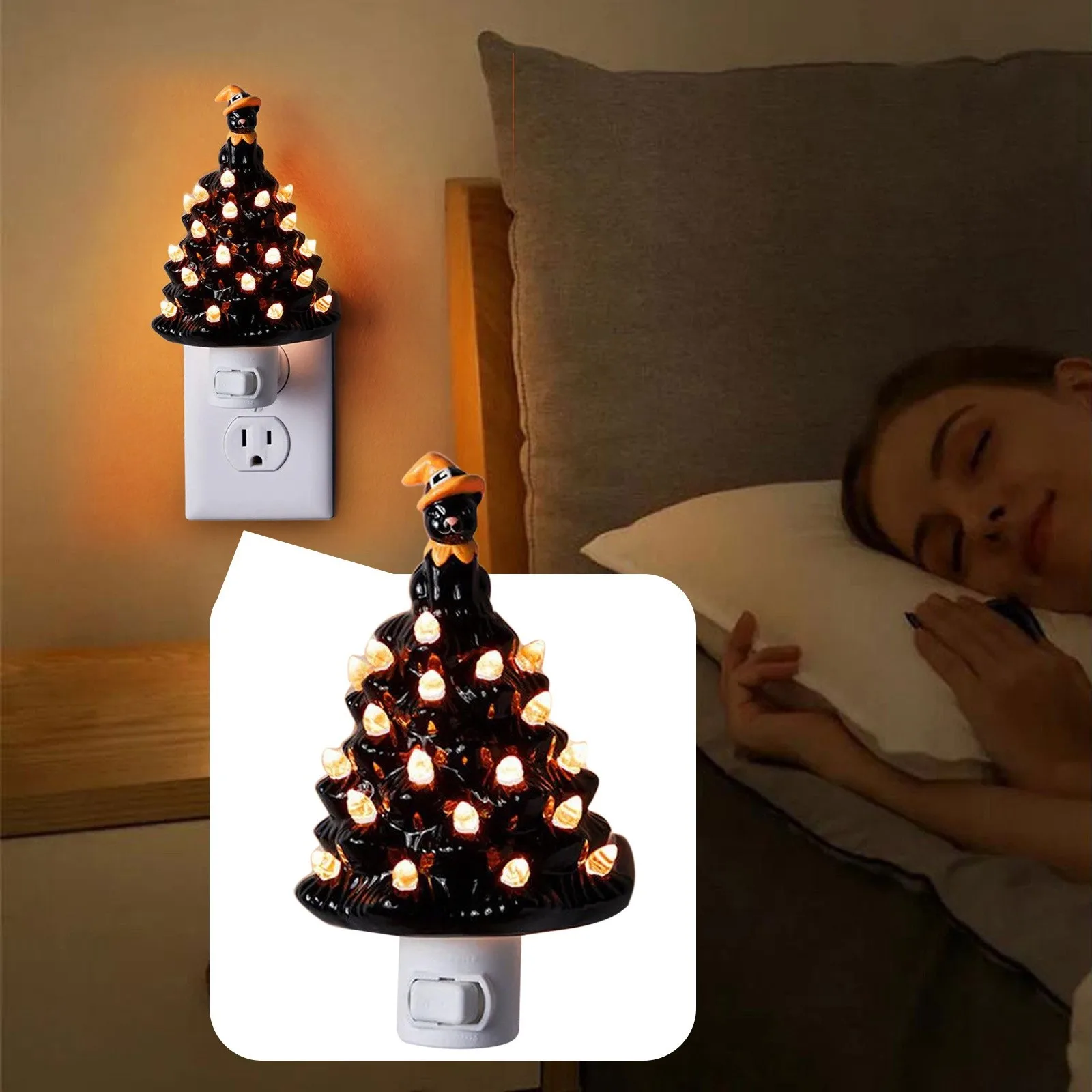 Christmas tree Mini Night Lights Colorful Flashing Lights Plug Lamp Christmas Ornament Indoor Atmosphere Light Xmas Decor Props