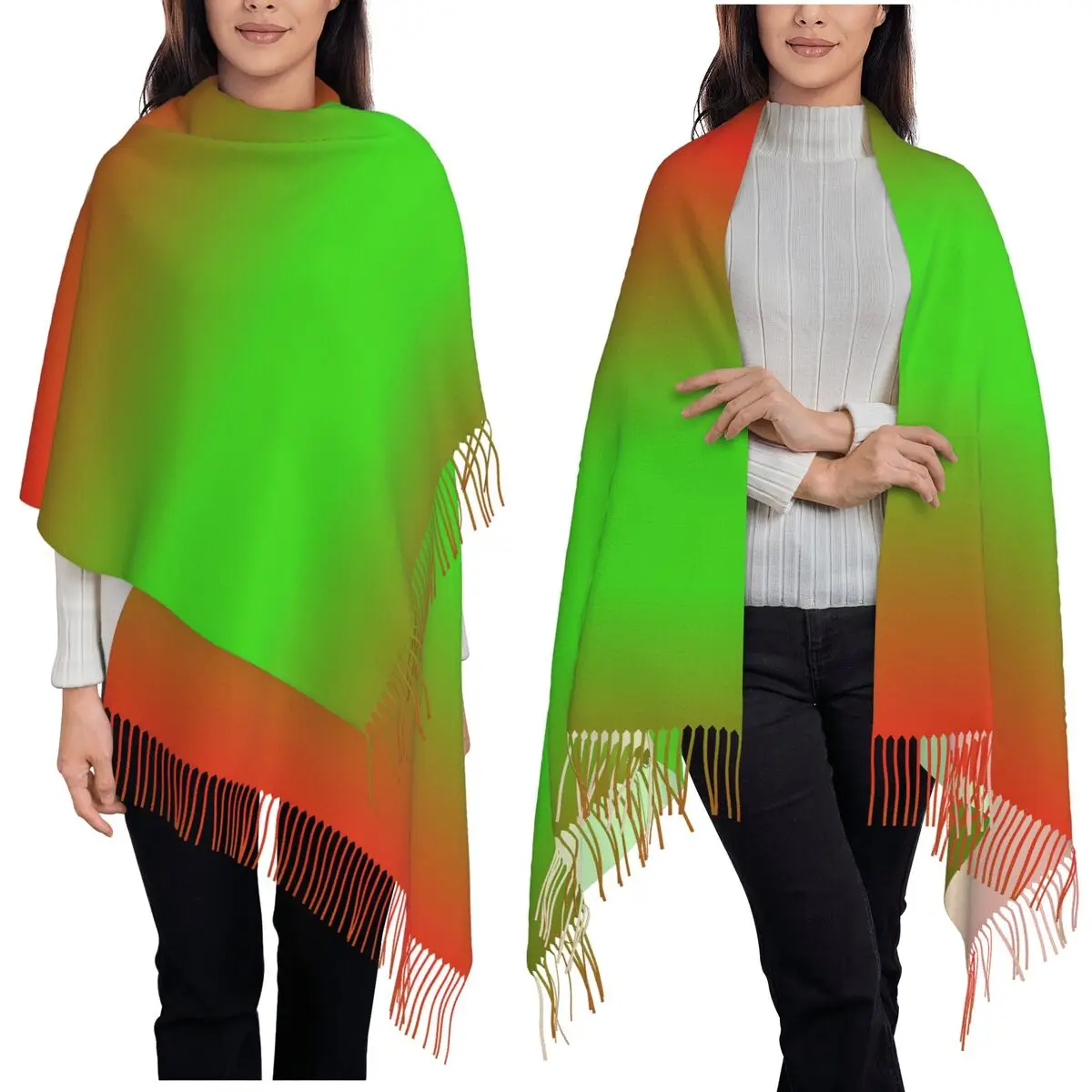 

Градиентный абстрактный цветной художественный шарф, шарфы с кисточками, женские мягкие теплые шали и накидки, большая осенне-зимняя шаль
