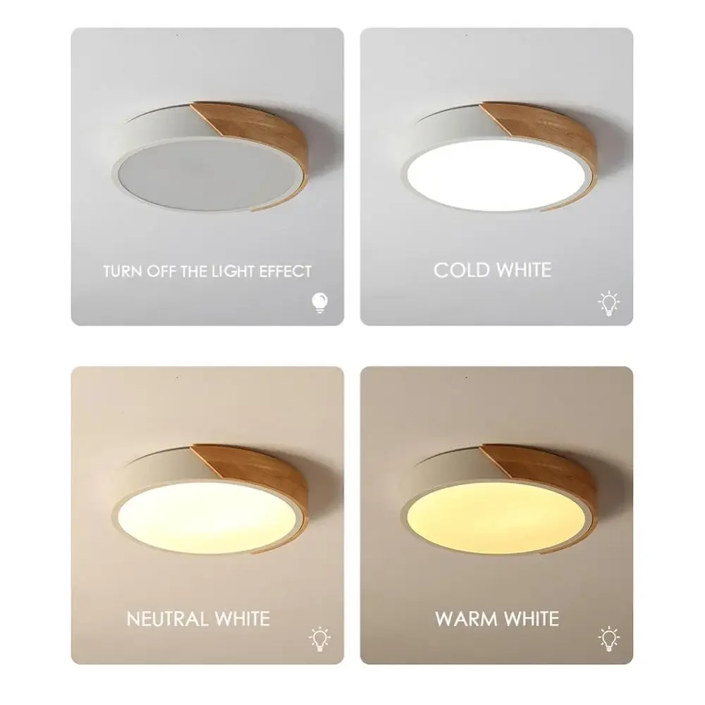 Imagem -02 - Ultra Fino Led Luz de Teto com Controle Remoto Lâmpada de Madeira Luminária Superfície Montada Sala de Estar Home Decor Varanda Moderno