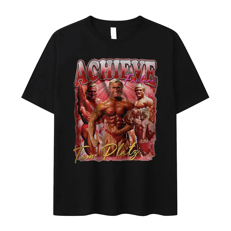 Camiseta con estampado de Tom Platz para hombre, ropa de alta calidad, 100% de algodón, talla grande, Vintage