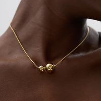 316L Stainless Steel Fashion Beaded Necklace For Women 2025 New Gloss No Rust Solid Beads Neck Chain Jewelry Gift