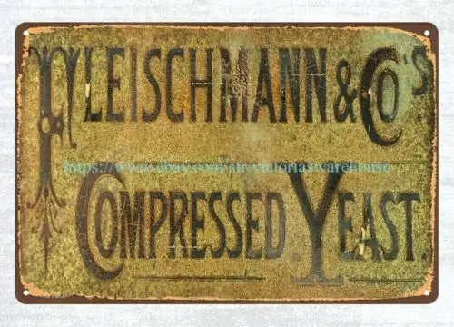FLEISCHMANN & CO. compressed yeast metal tin sign garage shop outdoor wall decor