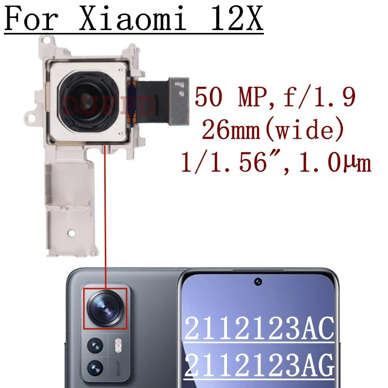 

Передняя задняя камера для Xiaomi 12X Mi 12X, фронтальный угол для селфи, широкий основной модуль задней камеры, гибкий кабель