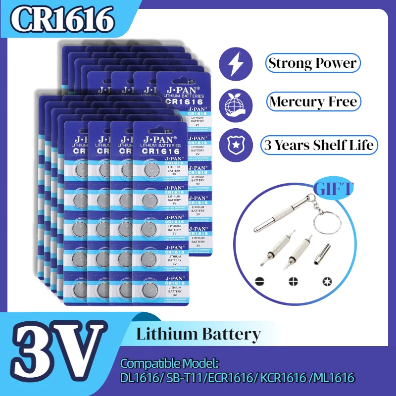 

CR1616 3V Lithium Coin Battery For Car Key Fob Remote Control Watch Alarm Clock Calculator Electronic Toys Replace DL1616 BR1616