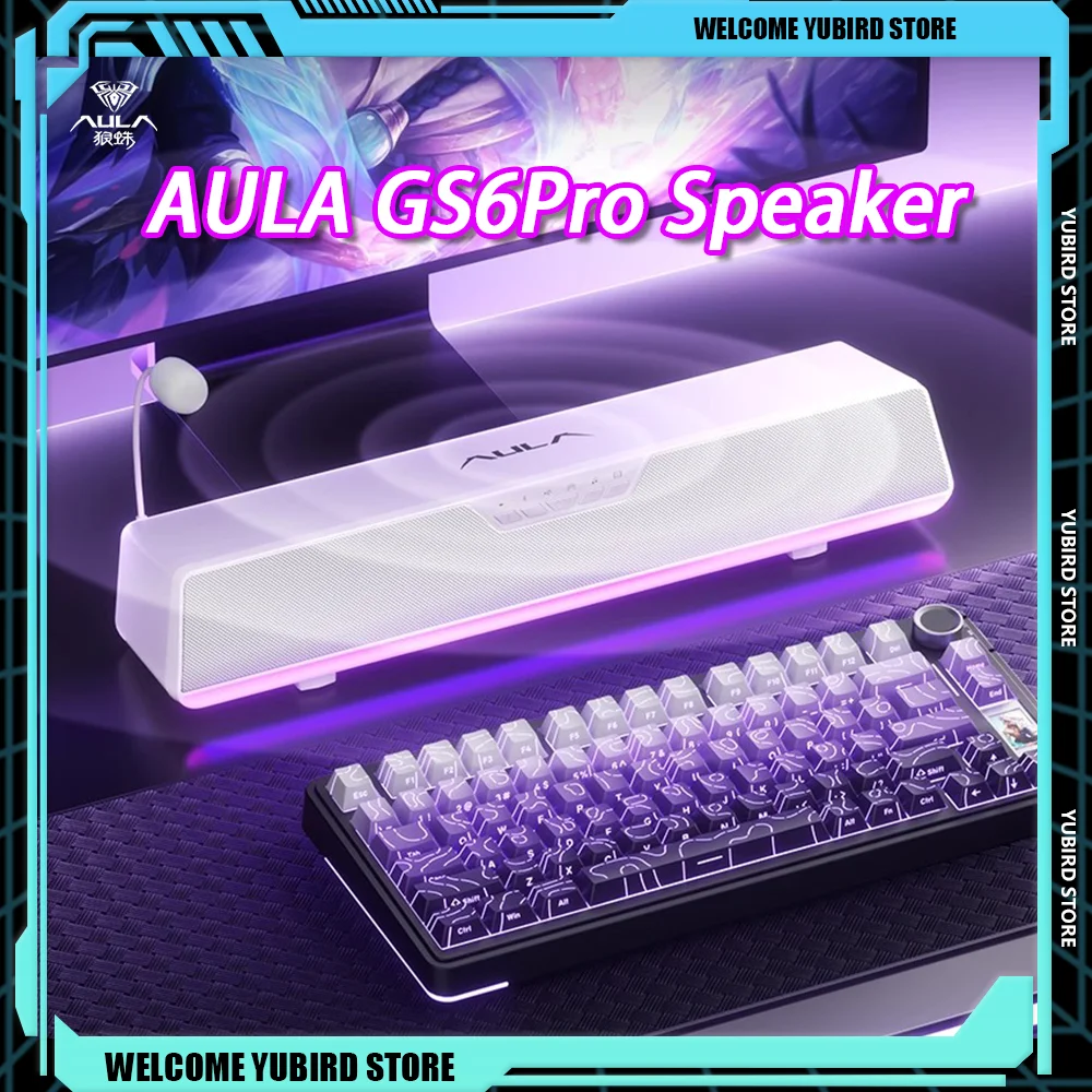 Новый настольный динамик AULA GS6Pro, саундбар для киберспорта с микрофоном, шумоподавлением, Bluetooth, домашний компьютер, игровой аудио, подарки