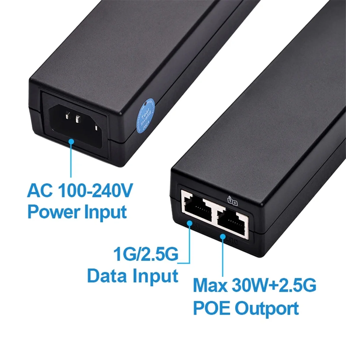

2025-3C 2,5гигабитный инжектор POE 100/1000 Мбит/с/1G/2,5G для активного источника питания IEEE802.3af/At для выхода устройства POE 54 В, вилка европейского стандарта