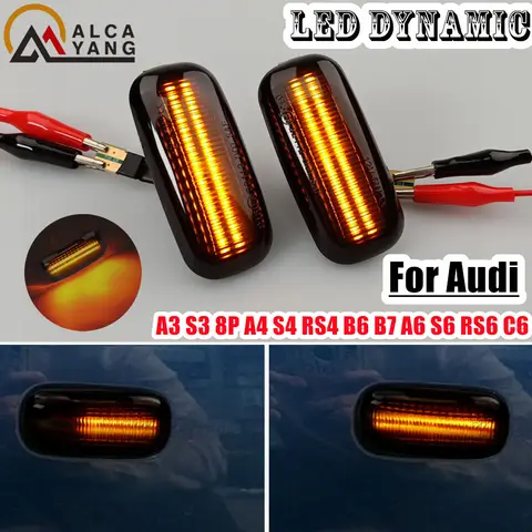 다이나믹 턴 시그널 Led 깜박이는 라이트 사이드 마커 표시 등 Audi A3 S3 8P A4 S4 RS4 B6 B7 A6 S6 RS6 C6 intermitentes