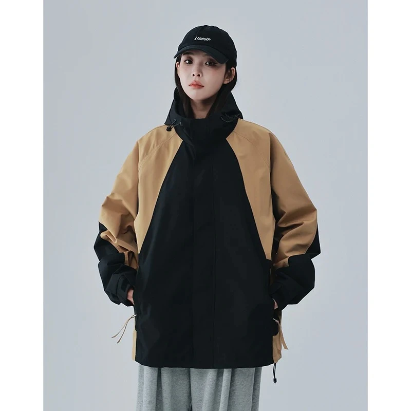 

Women's Patchwork Waterproof Hiking Jacket Men Windproof Sports Coat Autumn Hooded Jacket Outdoor Ride Climbing Camping Jacket