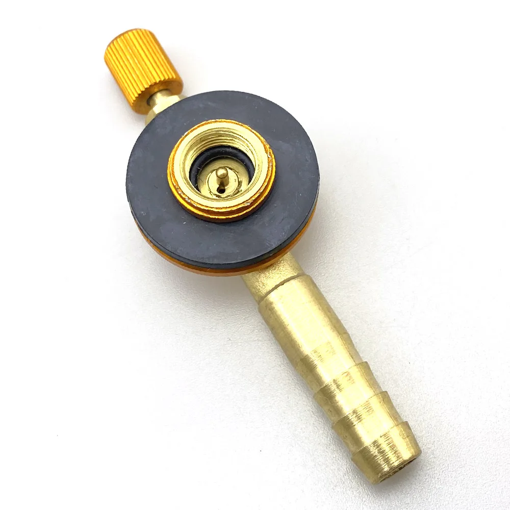 اسطوانة الملء تبديل صمام المعدات موصل التخييم موقد غاز النحاس التبديل شحن صمام قابل للنفخ محول