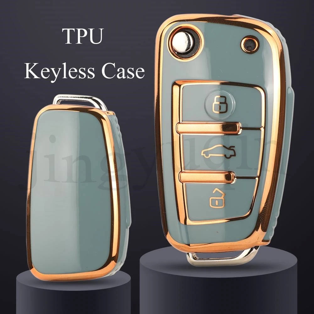 Jingyuqin 3BTN Fashion Soft TPU Car Key Case Fob For Audi A1 A3 8P 8L A4 A5 B6 B7 A6 A7 C5 C6 4F Q3 Q5 Q7 Q8 TT S3 S4 S6