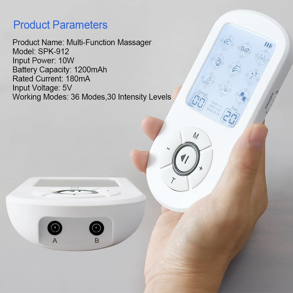 New Dual Output 36 Modes EMS Electric Muscle Relax Stimulator 30 Levels Tens Unit Machine Meridian TENS Pulse Massager