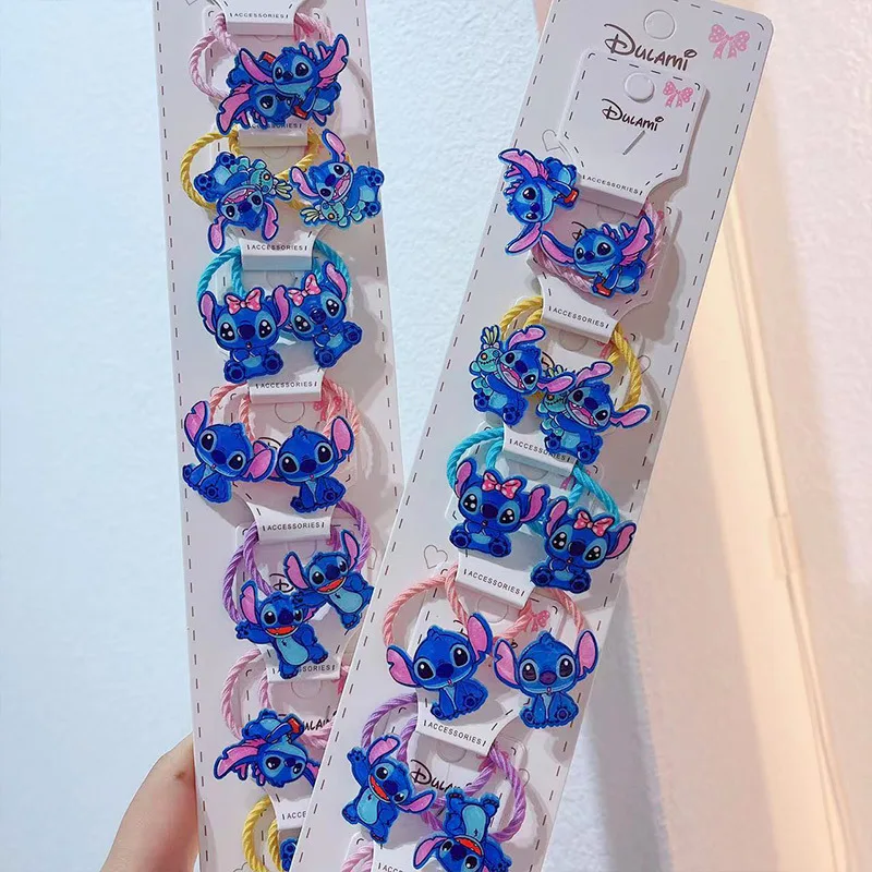 Disney Anime Lilo & Stitch Hairpin Lovely Cartoon Rubber Band Hair Accessoires Girl Trendy Fashion Accessories Birthday Gifts