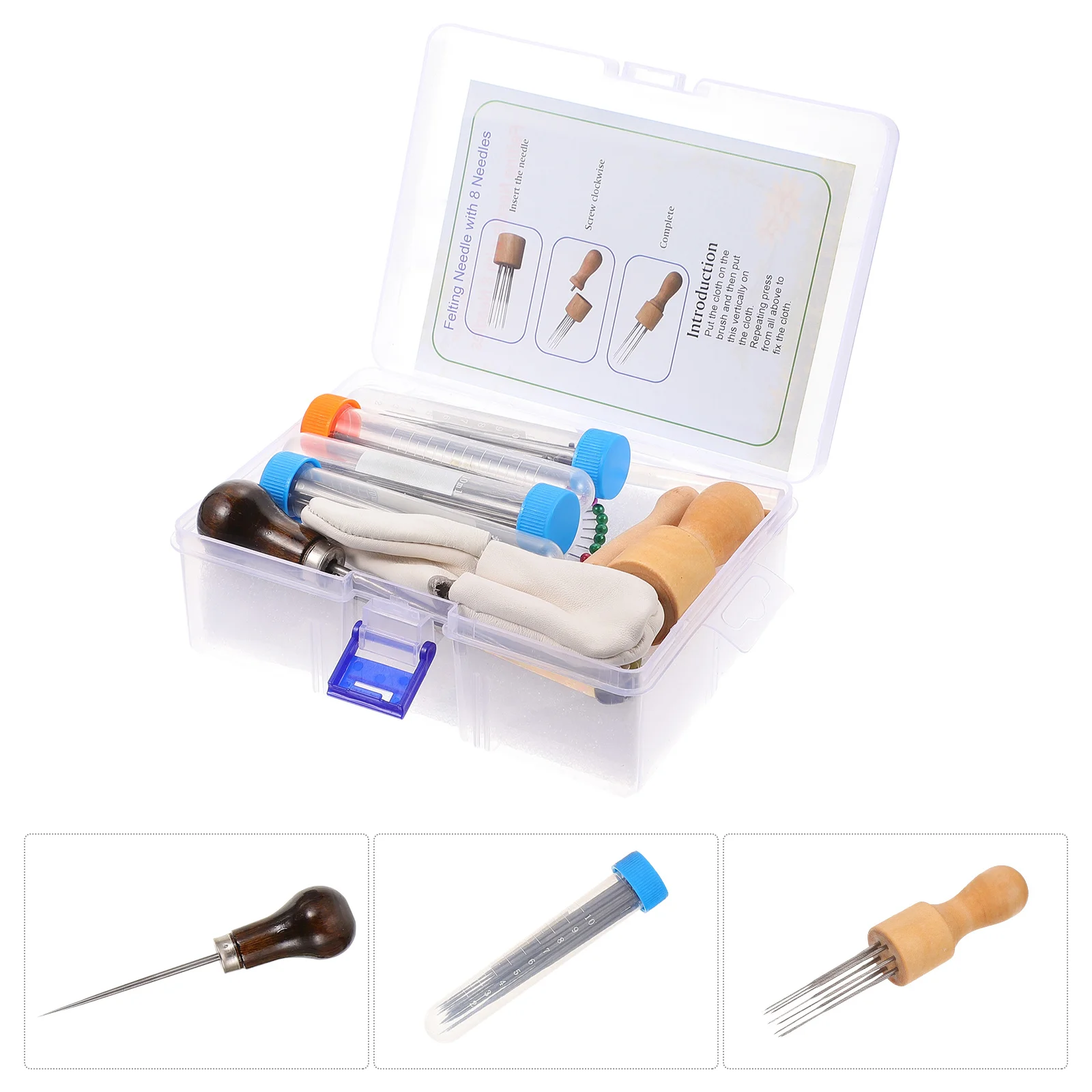 

1Set Wool Felting DIY Tool Kit with 8 Needles for Needle Felting Supplies Beginner Punch Set Craft Making Art Projects Storage