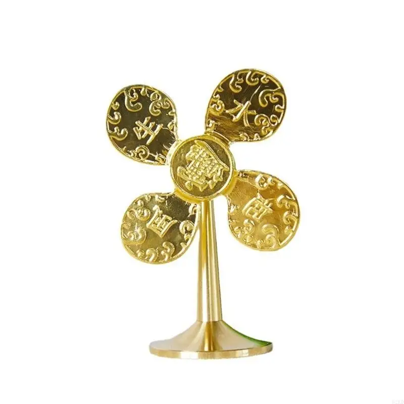 62KD Metal Windmill Model Antiqued Brass Pinwheels Statue Indoor Decors Wealth Dining Table Centerpieces Desktops Decors