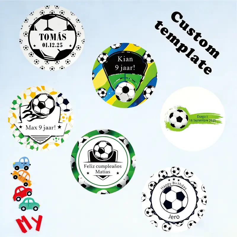 

Personalized sticker customization, allowing for the addition of name, birthday, and baby's birthday party design elements