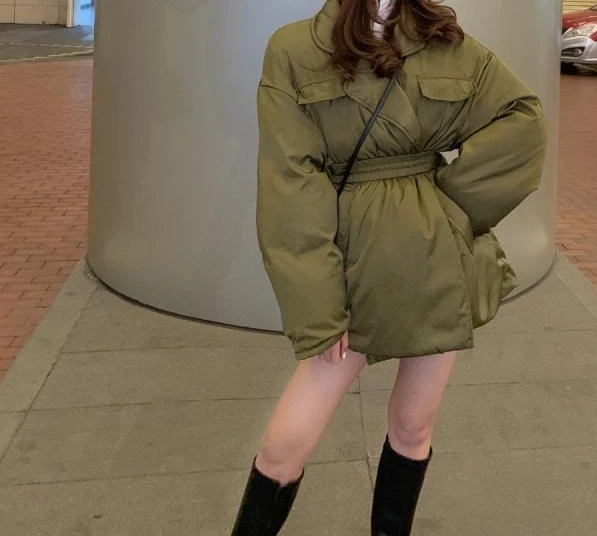 

Рабочая одежда в стиле ретро с затягивающей талией, хлопковое пальто Parker Bread, хлопковая куртка, женская зимняя одежда, новый стиль 2025 г.