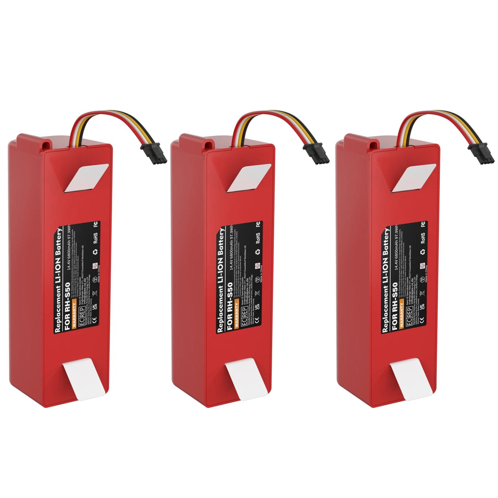 14,4V 6800mAh Ersatzakku für Xiaomi S50, kompatibel mit Roborock S55 S60 S65 S50 S51 S5 1S Staubsauger, wiederaufladbarer Akku
