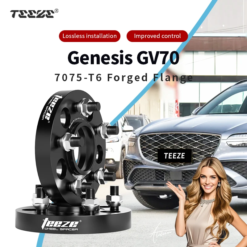 

Teeze 2/4pcs 5x114.3 CB 67.1 M14 x 1.5 Hub Centric Black Forged wheel spacer For Genesis GV70 Flange Plate15/20/25/30/35mm