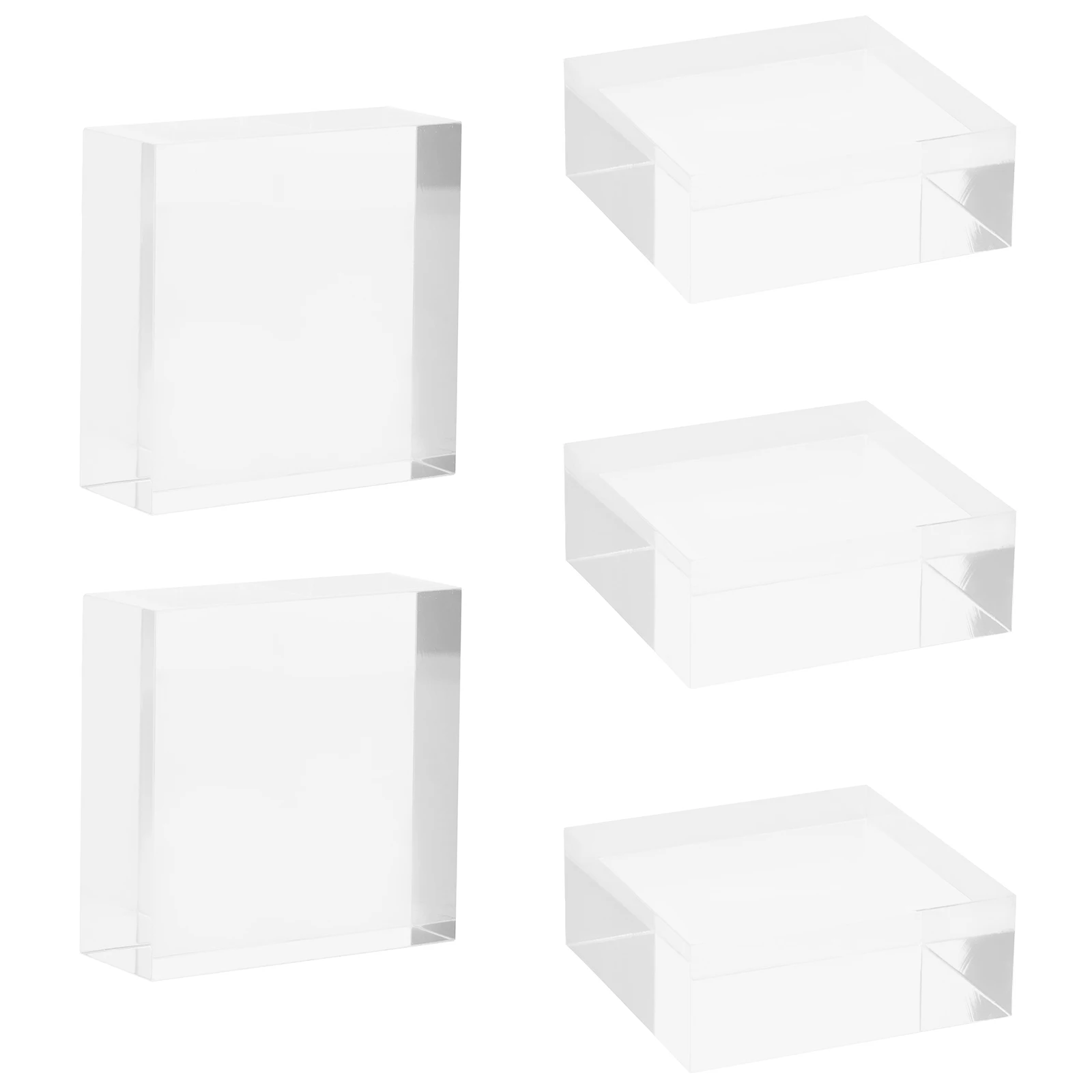 

5 Pcs Acrylic Display Block High Transparent Square Base 5X5X2cm Jewelry St Lightweight Durable Home Office Decor