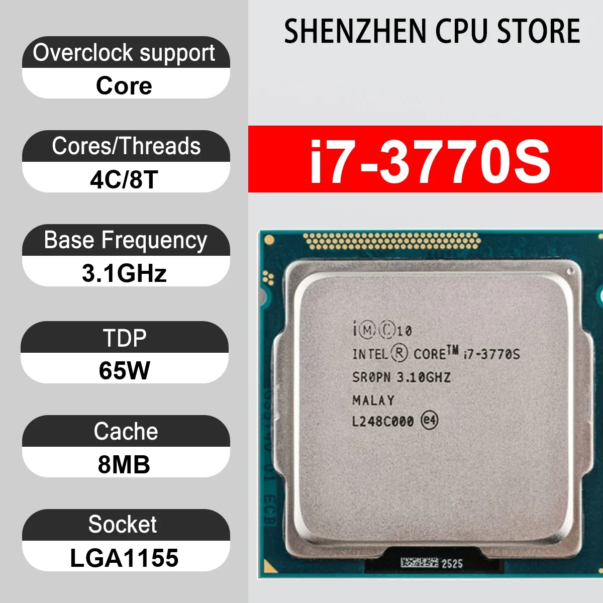 Intel Core i7-3770S 4 Core 8 Thread 3.1GHz 65W 8MB Cache 22nm LGA1155 SR0PN DDR3 1333/1600 MHz Ivy Bridge HD Graphics 4000