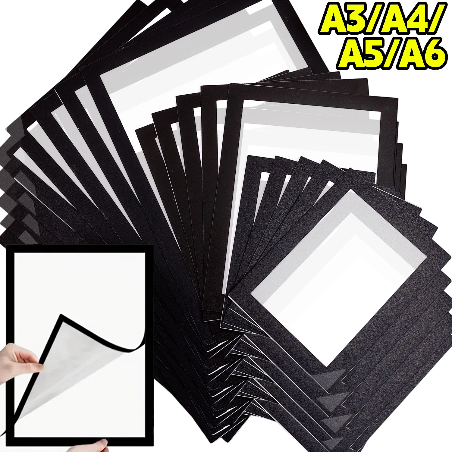 1/5 Peças Suporte Magnético Retangular para Fotos A3/A6, Porta-Pôsteres e Documentos Autoadesivo para Parede, Reutilizável