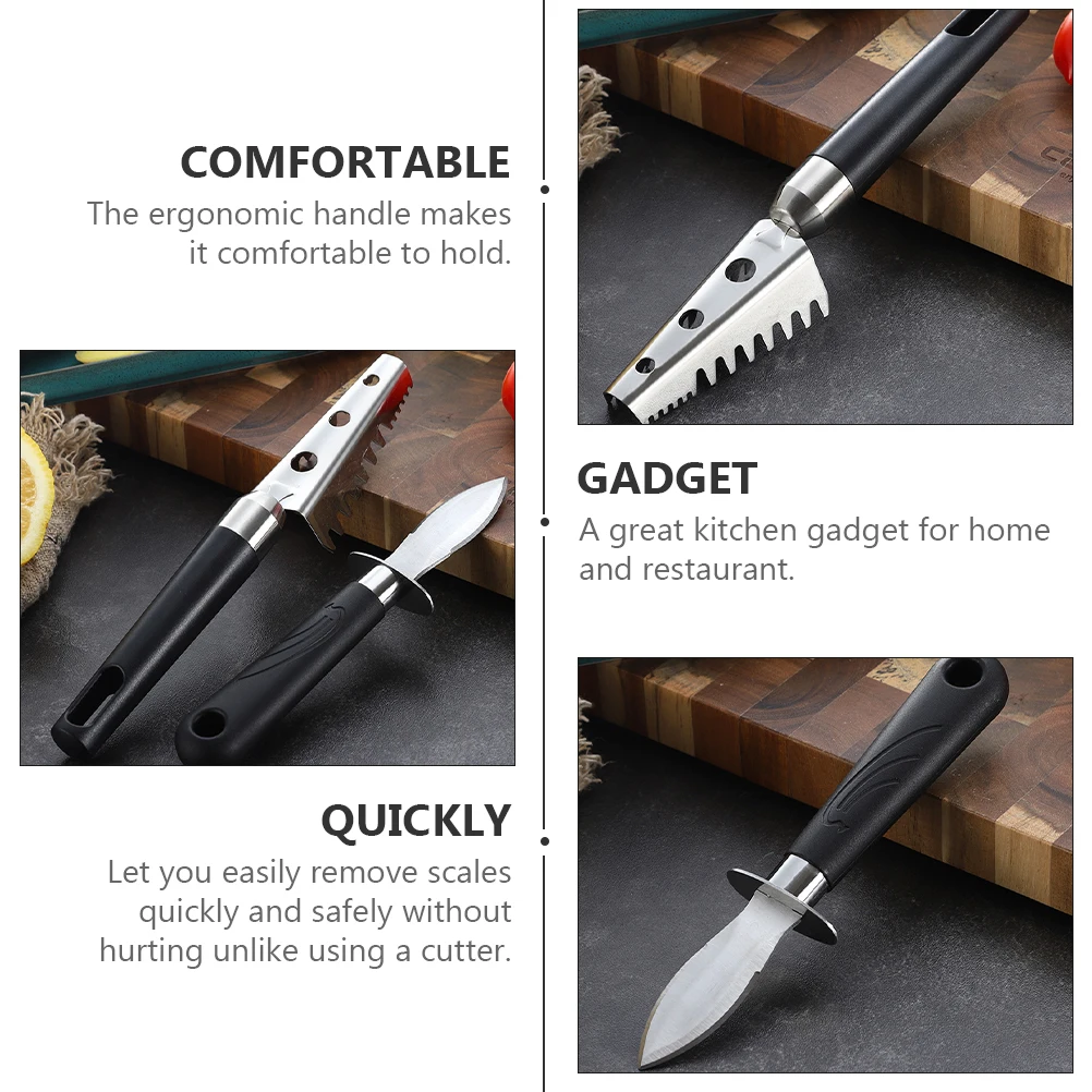 

2Pcs Oyster Knife Fish Skin Cleaner Shell Tool Scales Shucker Metal Scraper Seafood Opener Clam Tools Kitchen Gadgets Reusable