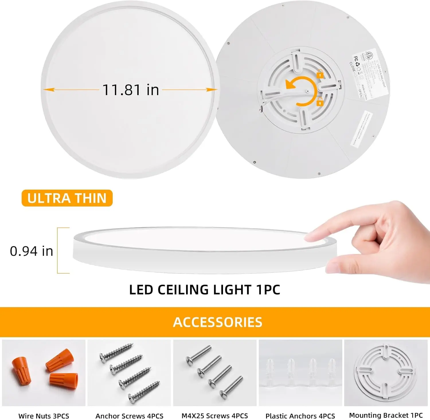 6Pack 12 Inch Flush Ceiling Light Fixture,24W 2400Lm Super Slim Led Ceiling Light 3000K/4000K/5000K Cct Selectable,Flush Mount