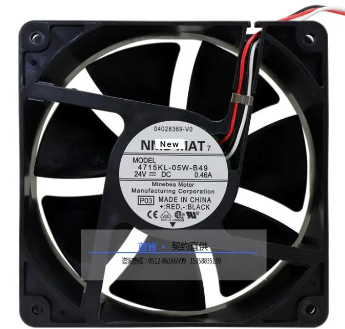 

For NMB-MAT 4715KL-05W-B49 P03 DC 24V 0.46A 3-Wire 120X120X38mm Server Cooling Fan