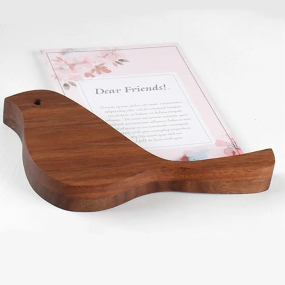 1Pcs Solid Wood Bird Desk Calendar Stand Coffee Color Desktop Postcard Holder Message Display Decor for Home Office Dorm