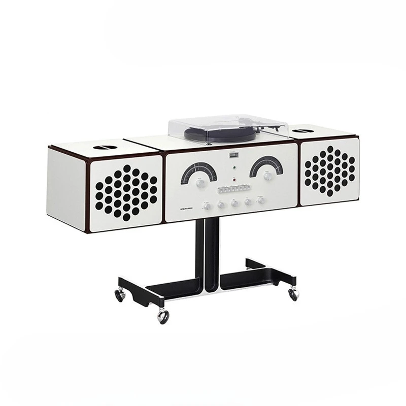 

Retro designer, decorative vinyl record player, smiley face audio locker