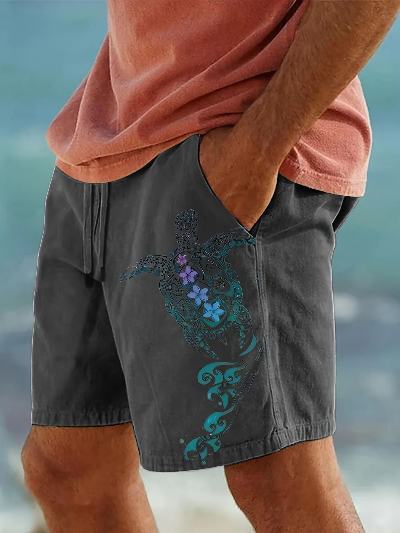 Sea Turtle 3D Print Beach Shorts Men's Casual Oversized Surfing Gym Sports Pants Swimsuits Holiday Board Trunks Kids Clothing