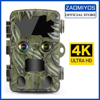 Dual Lens Trail Hunting Camera Night Vision 4K and 20MP 170 Degree Wide Angle Wildlife Camera with Night Vision Motion Activated