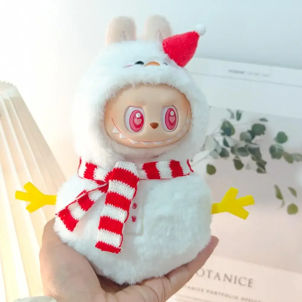 For 15cm Labubu v2 pendant baby clothes winter clothes tumbler snowman one-piece scarf christmas dress up