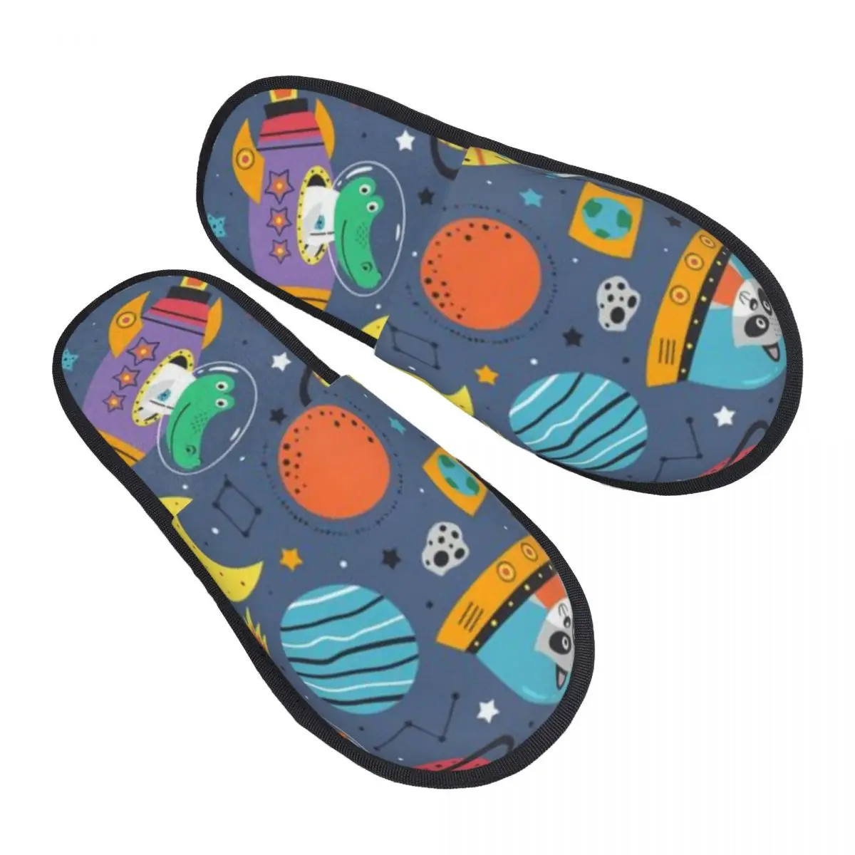 

Winter Slipper Woman Man Fluffy Warm Slippers Crocodile Fox And Raccoon In Space House Slippers Shoes