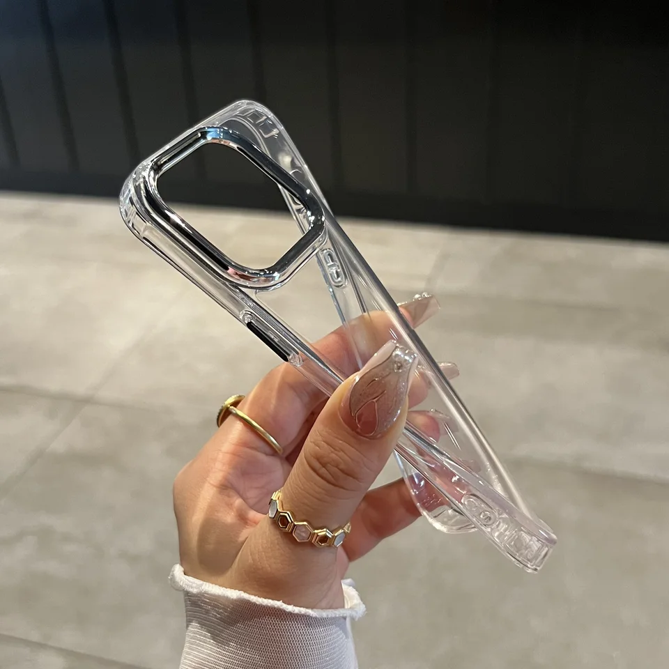Funda de silicona transparente de lujo para iPhone 17 Pro Max 11 13 16 15 14 12 Air, a prueba de golpes, con marco trasero 4