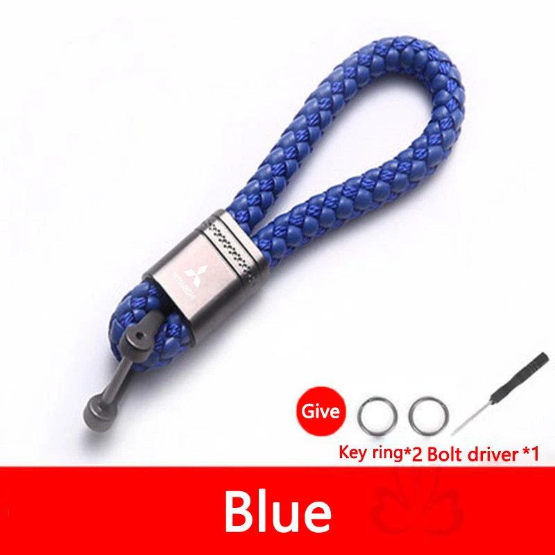 New Car Braided Rope Keychain Metal Key Ring Accessories For Mitsubishi Ralliart Lancer EX Outlander ASX Competition Outlander