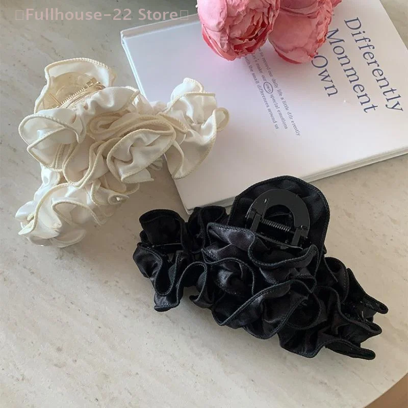 【MAX-22】1 pçs retro plissados grampo de cabelo para mulheres cor sólida rabo de cavalo titular garra headwear moda acessórios para o cabelo