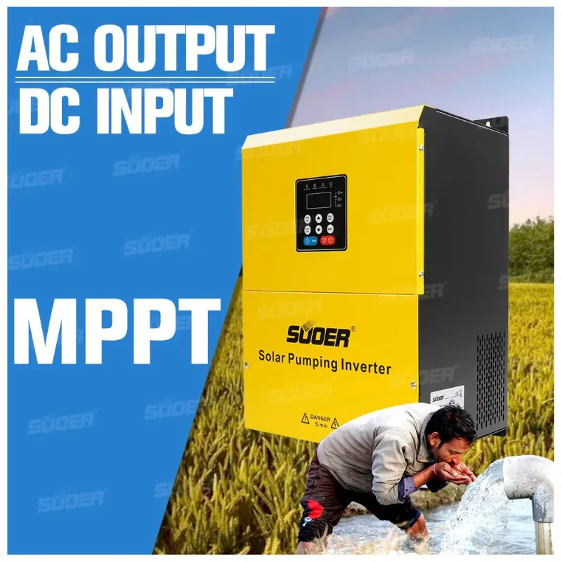 Suoer High Efficiency 380V 15HP 11kw Automatic 3 Phase Solar Water Pumping Inverter Solar Dc Pump Inverter Controller
