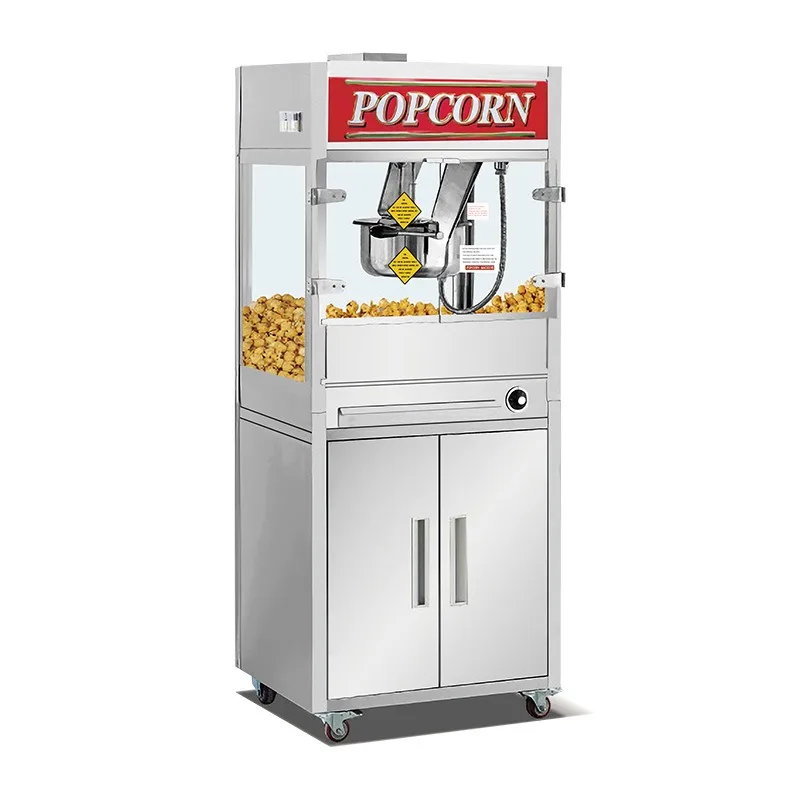 Commercial Fully Automatic Dual-Pot Vertical Spherical Popcorn Machine for Cinema 32 oz and 16 oz with Auto Oil Drain for