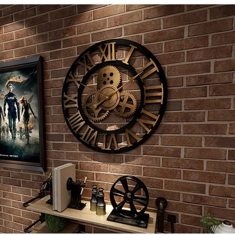 

30/40cm Industrial Style Wall Clock European Wood Home Wall Watch Decorative For Living Room Office Bar Wall Art Decor Horologe