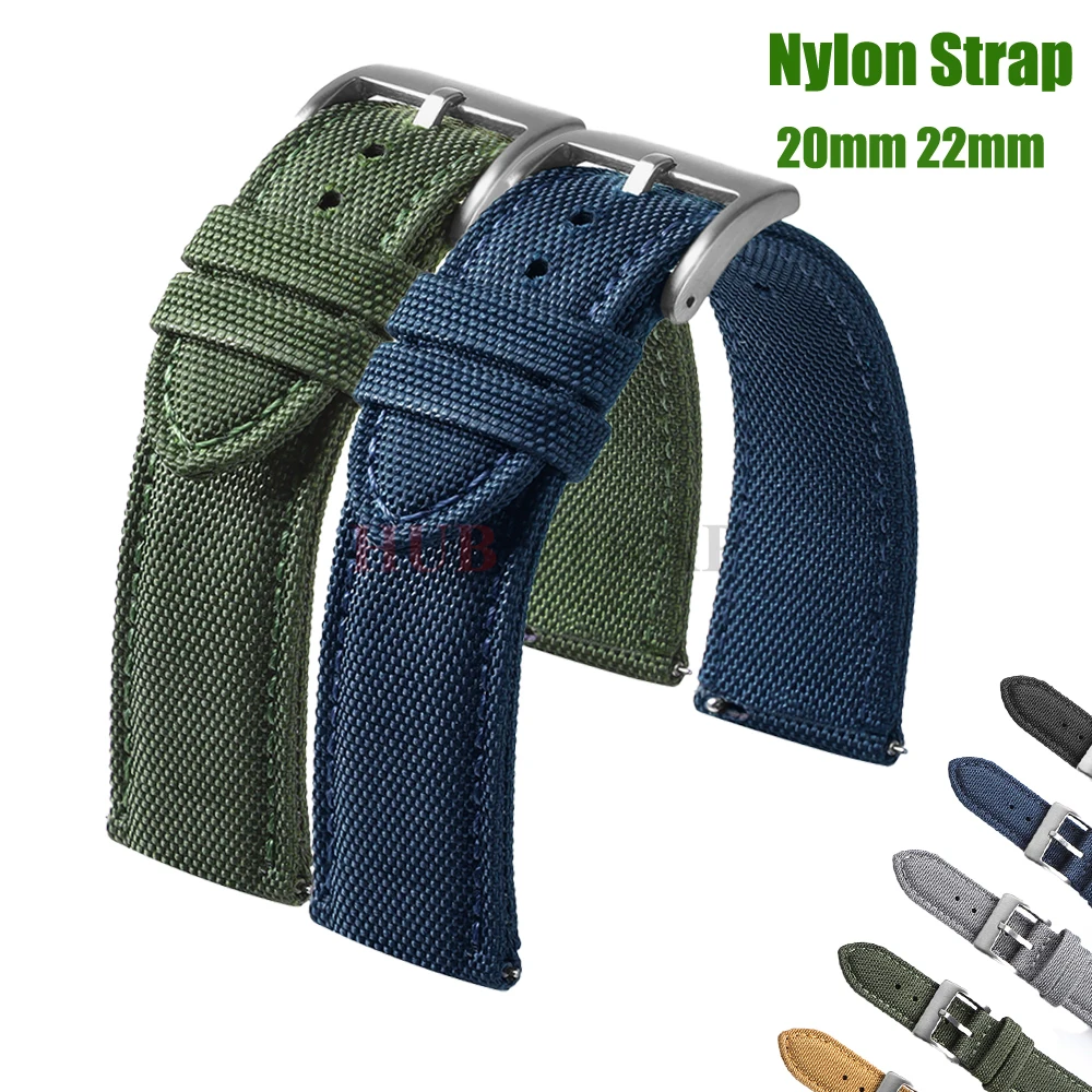 20mm 22mm Waterproof Sailcloth Watch Strap Two-Sided Nylon Watchband Quick Release Sport Belt for Casio for Seiko for Men Women
