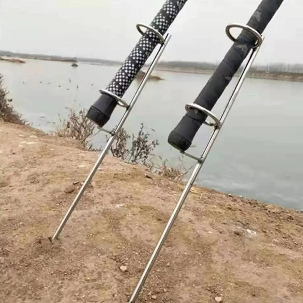 

Fishing Rod Ground Holder Stainless Steel Adjustable Inserts Portable Bracket Fishing Accessories To Insert Metal Double